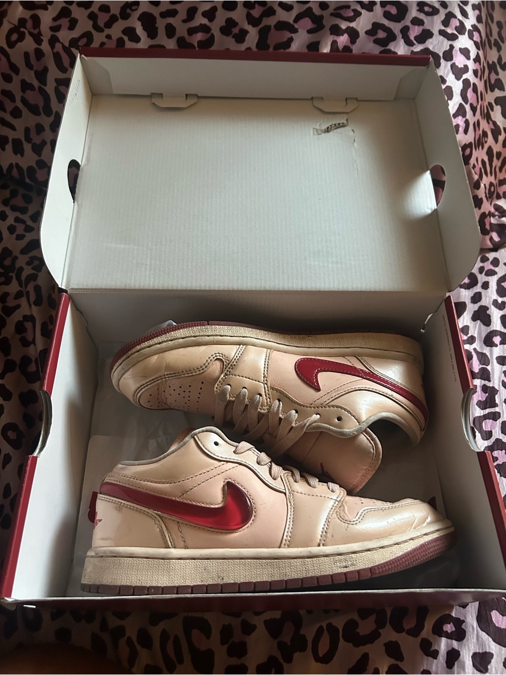 Womens Coral and Gym Red Low-Top Nike Air Jordans